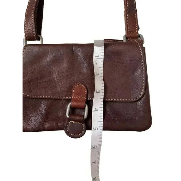 Jack Georges Brown Leather Crossbody Bag Adjustable Strap - Picture 4 of 11